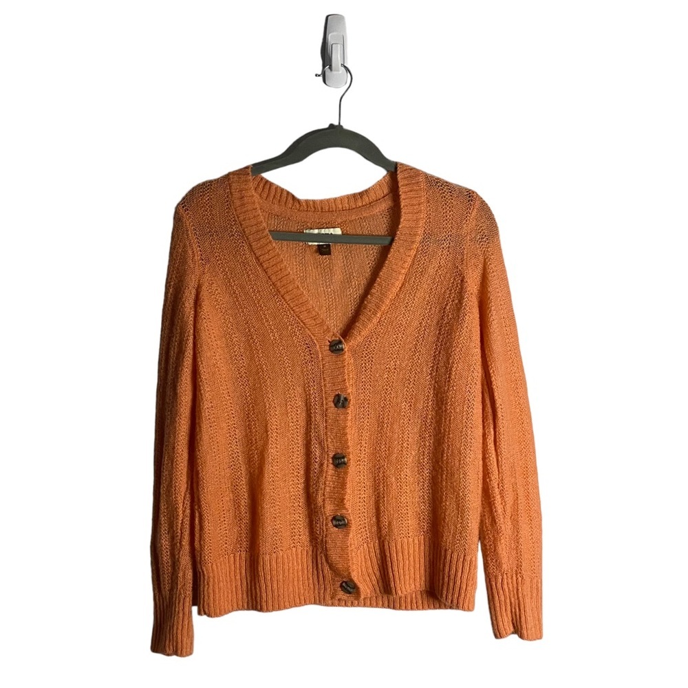 Sonoma Women's Orange Button-Down Knit Cardigan